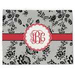 Black Lace Single-Sided Linen Placemat - Single w/ Monogram