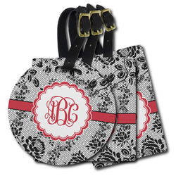 Black Lace Plastic Luggage Tag (Personalized)