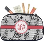 Black Lace Makeup / Cosmetic Bag - Medium (Personalized)