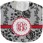 Black Lace Velour Baby Bib w/ Monogram