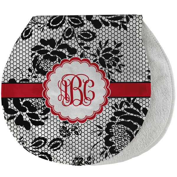 Custom Black Lace Burp Pad - Velour w/ Monogram