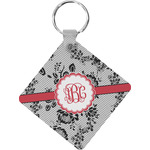 Black Lace Diamond Plastic Keychain w/ Monogram