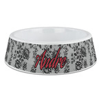 Black Lace Plastic Dog Bowl - Large (Personalized)