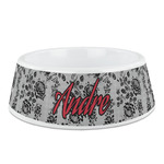 Black Lace Plastic Dog Bowl (Personalized)