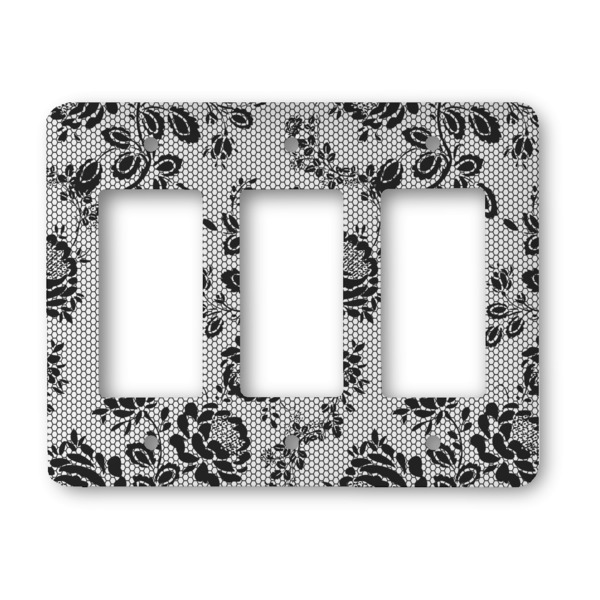 Custom Black Lace Rocker Style Light Switch Cover - Three Switch