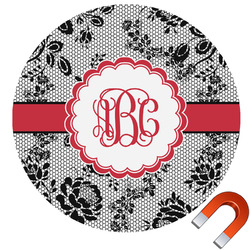 Black Lace Round Car Magnet - 6" (Personalized)
