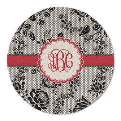 Black Lace Round Linen Placemat - Single Sided (Personalized)