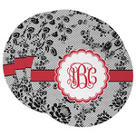 Black Lace Round Paper Coasters w/ Monograms