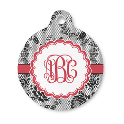 Black Lace Round Pet ID Tag - Small (Personalized)