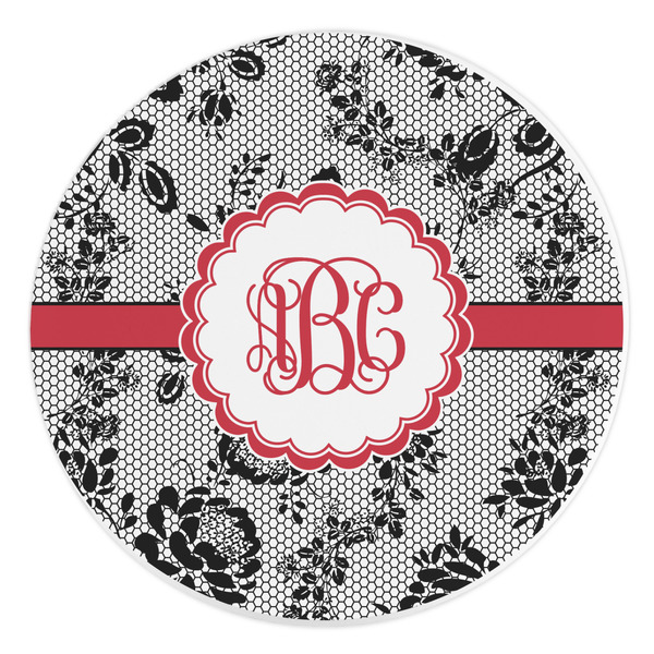 Custom Black Lace Round Stone Trivet (Personalized)