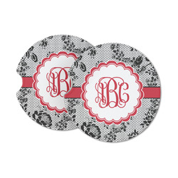 Black Lace Sandstone Car Coasters - Set of 2 (Personalized)