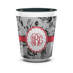 Black Lace Ceramic Shot Glass - 1.5 oz - Two Tone - Single (Personalized)