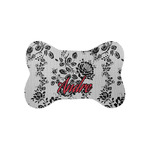 Black Lace Bone Shaped Dog Food Mat (Small) (Personalized)