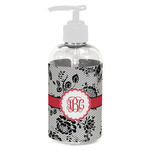 Black Lace Plastic Soap / Lotion Dispenser (8 oz - Small - White) (Personalized)