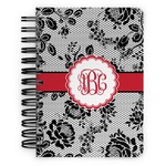 Black Lace Spiral Notebook - 5x7 w/ Monogram