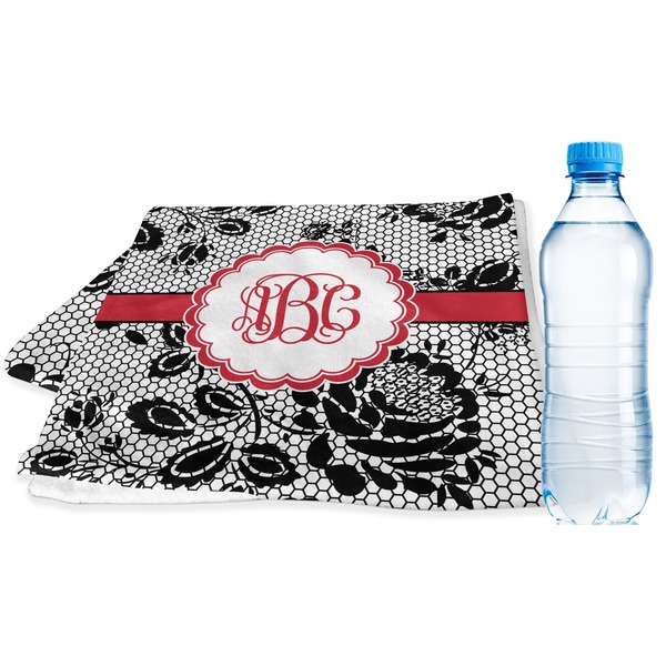 Custom Black Lace Sports & Fitness Towel (Personalized)