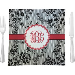 Black Lace Glass Square Lunch / Dinner Plate 9.5" (Personalized)