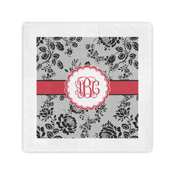 Custom Black Lace Standard Cocktail Napkins (Personalized)