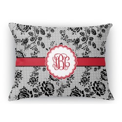 Black Lace Rectangular Throw Pillow Case - 12"x18" (Personalized)