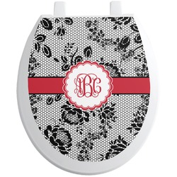 Black Lace Toilet Seat Decal - Round (Personalized)