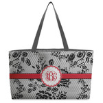 Black Lace Beach Totes Bag - w/ Black Handles (Personalized)