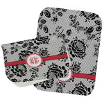 Black Lace Burp Cloths - Fleece - Set of 2 w/ Monogram