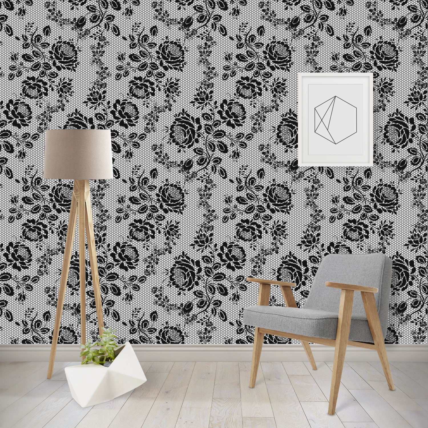 Custom Black Lace Wallpaper  Surface Covering  YouCustomizeIt