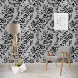 Black Lace Wallpaper & Surface Covering (Water Activated - Removable)