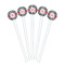 Black Lace White Plastic 7" Stir Stick - Round - Fan View