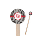 Black Lace 6" Round Wooden Stir Sticks - Single Sided (Personalized)