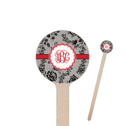 Black Lace 7.5" Round Wooden Stir Sticks - Double Sided (Personalized)