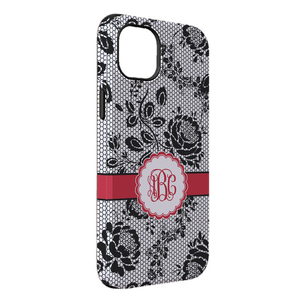 Custom Black Lace iPhone Case - Rubber Lined - iPhone 14 Pro Max (Personalized)