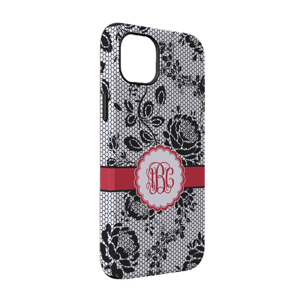 Custom Black Lace iPhone Case - Rubber Lined - iPhone 14 (Personalized)