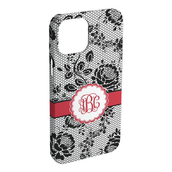 Custom Black Lace iPhone Case - Plastic - iPhone 15 Plus (Personalized)