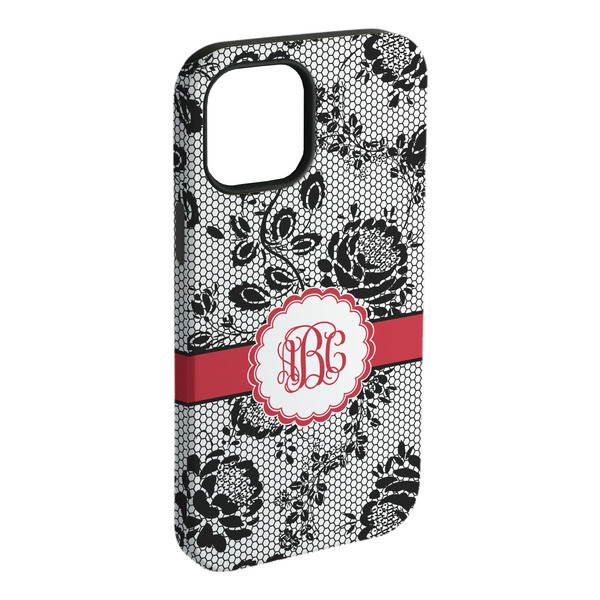 Custom Black Lace iPhone Case - Rubber Lined - iPhone 15 Plus (Personalized)