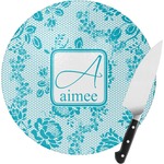 Lace Round Glass Cutting Board - Small (Personalized)