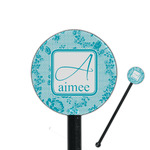 Lace 5.5" Round Plastic Stir Sticks - Black - Double Sided (Personalized)