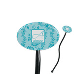 Lace 7" Oval Plastic Stir Sticks - Black - Double Sided (Personalized)