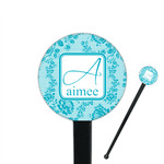 Lace 7" Round Plastic Stir Sticks - Black - Single Sided (Personalized)