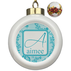 Lace Ceramic Ball Ornaments - Poinsettia Garland (Personalized)
