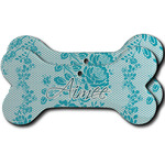 Lace Ceramic Dog Ornament - Front & Back w/ Name and Initial