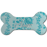 Lace Ceramic Dog Ornament - Front w/ Name and Initial