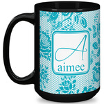 Lace 15 Oz Coffee Mug - Black (Personalized)