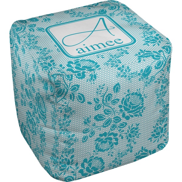 Custom Lace Cube Pouf Ottoman - 18" (Personalized)