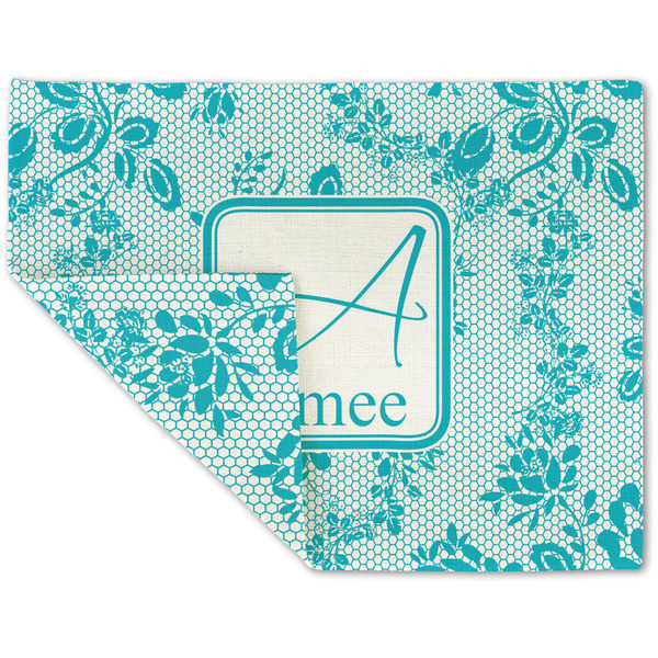 Custom Lace Double-Sided Linen Placemat - Single w/ Name and Initial