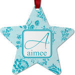 Lace Metal Star Ornament - Double Sided w/ Name and Initial