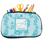 Lace Neoprene Pencil Case - Medium w/ Name and Initial