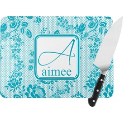 Lace Rectangular Glass Cutting Board - Large - 15.25"x11.25" w/ Name and Initial