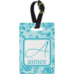 Lace Plastic Luggage Tag - Rectangular w/ Name and Initial