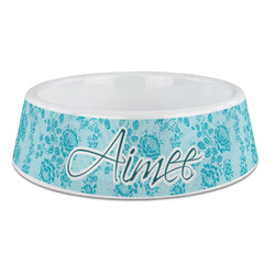 Lace Plastic Dog Bowl - Large (Personalized)